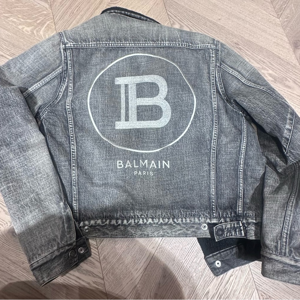 UNISEX BALMAIN Balmain black lightweight shearling jacket in size L (50)